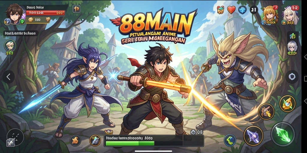 Tangkapan layar menampilkan aksi seru dalam permainan Anime.