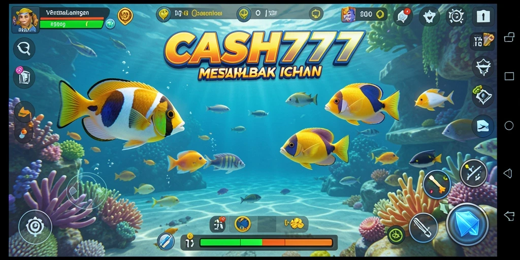 Tampilan gameplay menarik dari CASH777 saat menembak ikan.