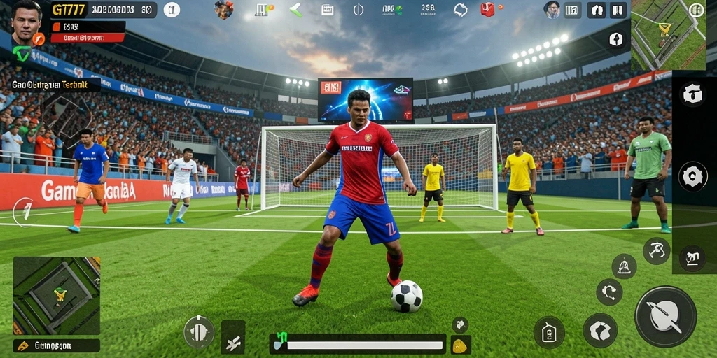Tampilan utama screenshot GT777 menampilkan aksi permainan olahraga yang seru.