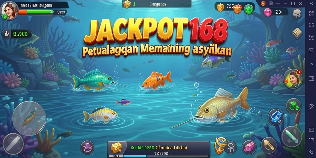 Tampilan gameplay JACKPOT168 yang menarik dengan berbagai ikan berwarna-warni.