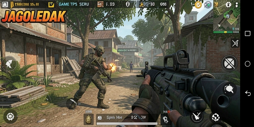 Tampilan gameplay JAGOLEDAK dengan aksi pertempuran mendebarkan.