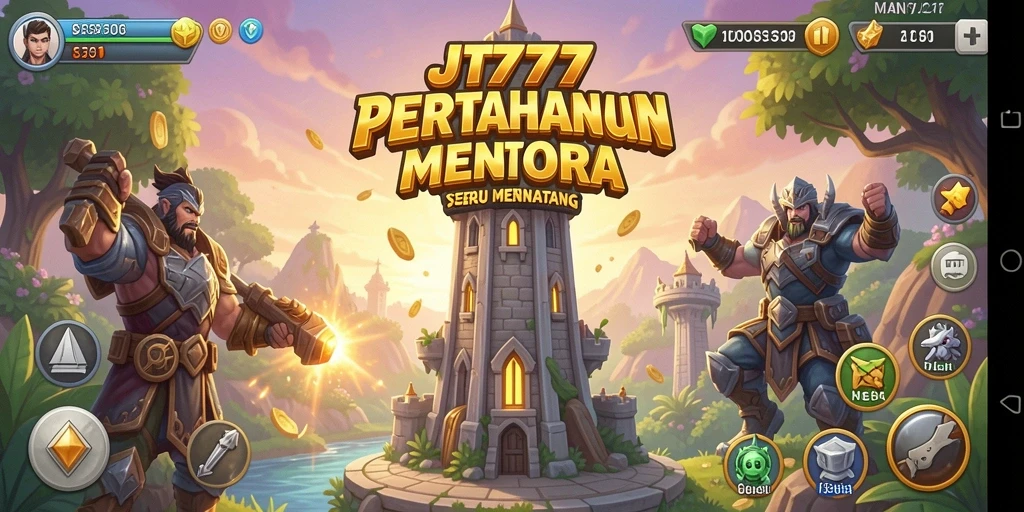 Tampilan gameplay JT777 yang seru dan menegangkan dalam pertahanan menara.