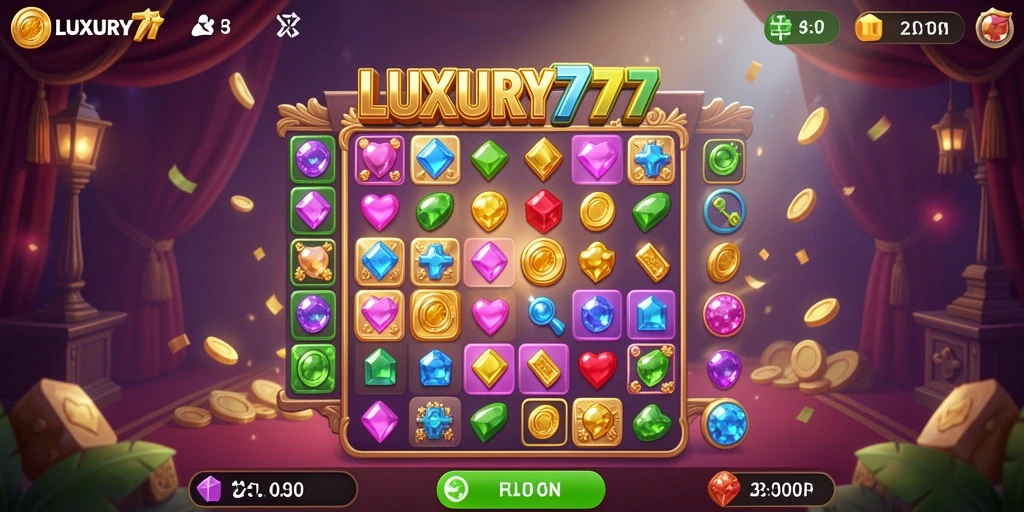 Tampilan gameplay seru dari LUXURY777 dalam Match-3.