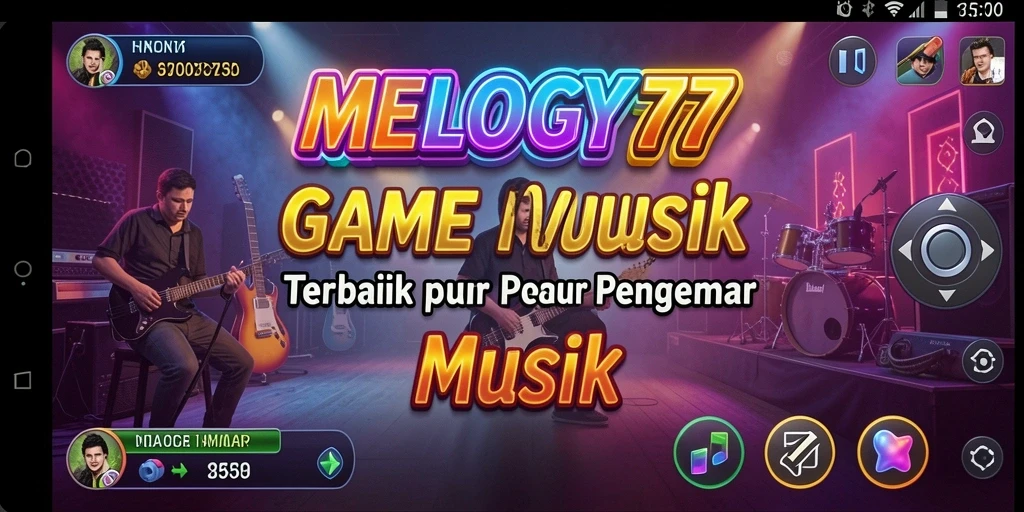Tampilan gameplay MELODY77 yang penuh warna dan dinamis.
