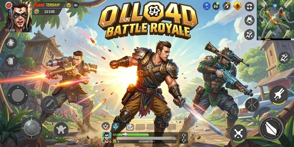 Gameplay seru dalam OLLO4D yang menunjukkan aksi Battle Royale.