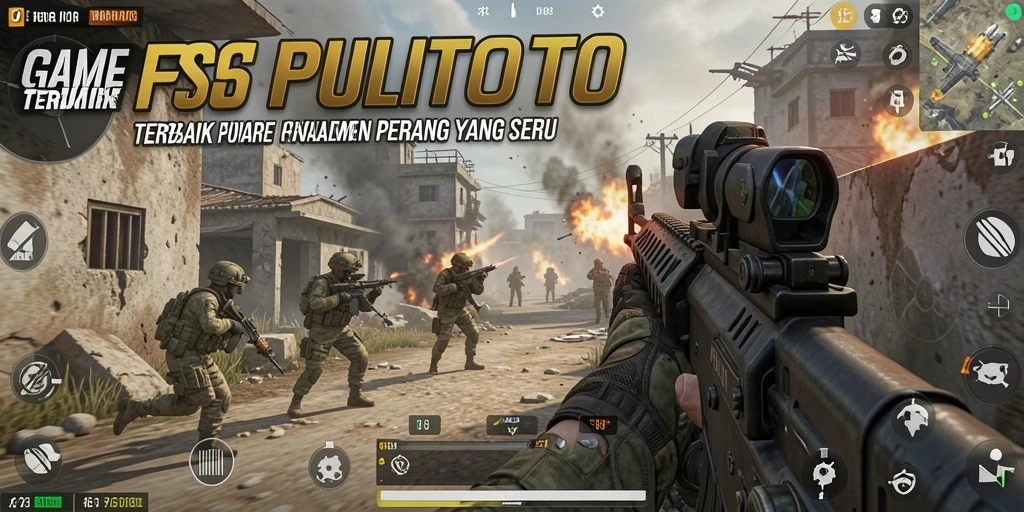 Screenshot gameplay PULITOTO yang menunjukkan aksi tembak-menembak yang intens.