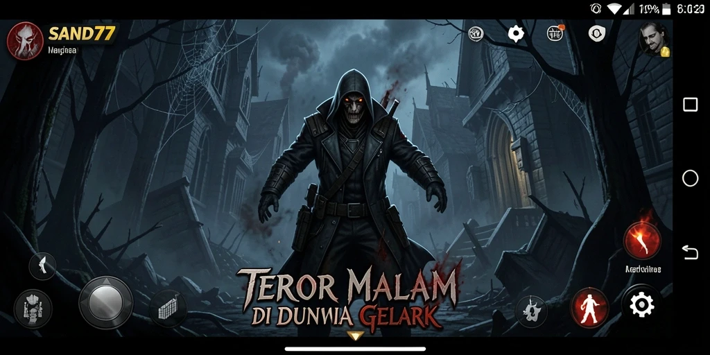 Tampilan gameplay SAND77 yang menakutkan dan mencekam.