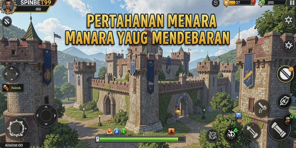 Tampilan gameplay SPINBET99 yang menegangkan dalam genre Tower Defense.