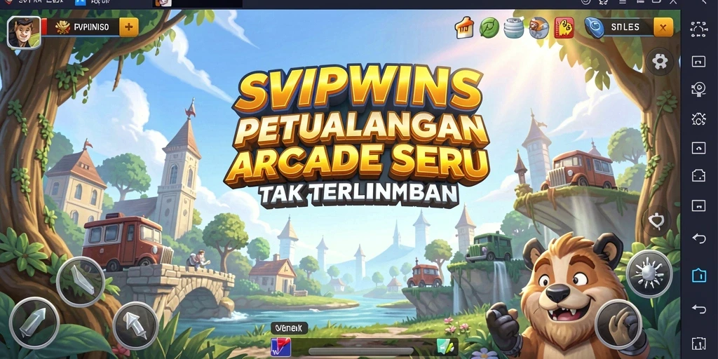 Screenshot utama SVIPWINS menampilkan aksi seru di gameplay Arcade.