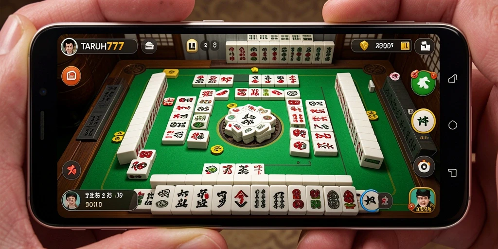 Tampilan screenshot TARUH777 menampilkan gameplay Mahjong yang seru dan interaktif.