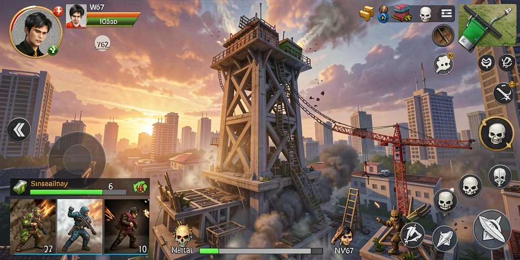 Tangkapan layar gameplay W67 menunjukkan menara yang siap mempertahankan wilayah dari serangan musuh.