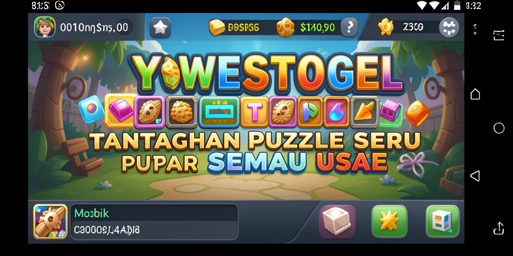 Screenshot gameplay utama YOWESTOGEL dengan teka-teki yang menantang.